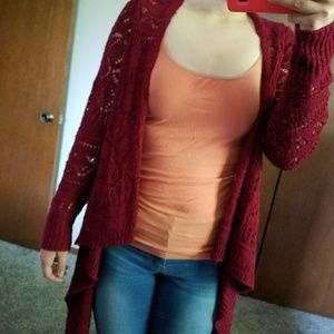 Lace maroon cardigan